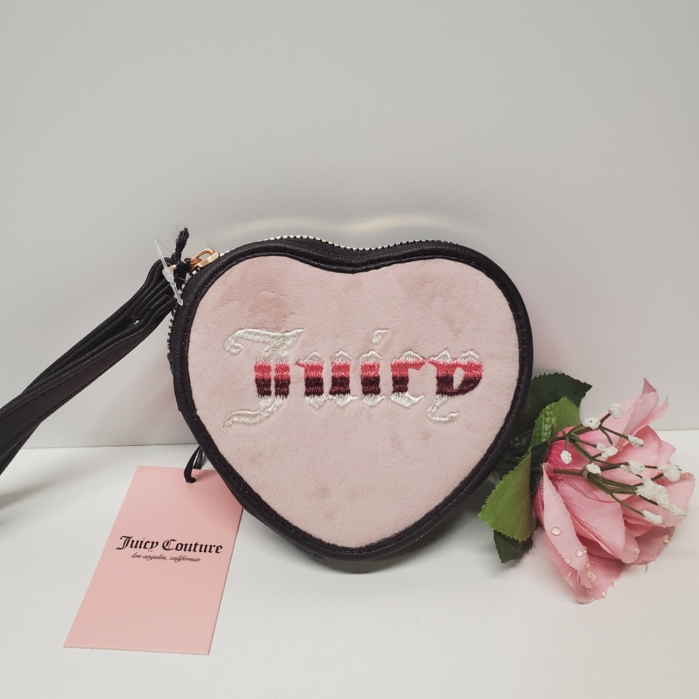 Juicy Couture Retro Vibe Heart Zip Around Wristlet Wallet
